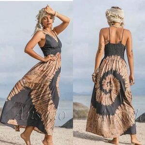 New! Hand Tie Dyed Maxi Slip O/S